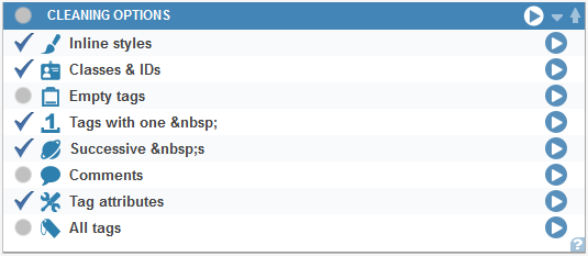 HTML Cleaning Options